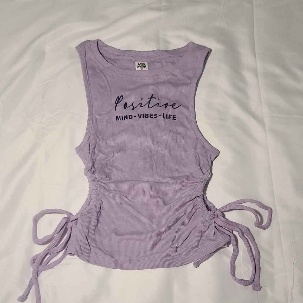 Day Break Sleeveless Top with Side Ties Lavender Medium
